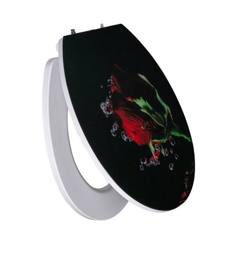 Primaster WC-Sitz Primaster WC-Sitz mit Absenkautomatik Rote Rose, Abnehmbar Absenkautomatik Kunststoffscharniere von Primaster