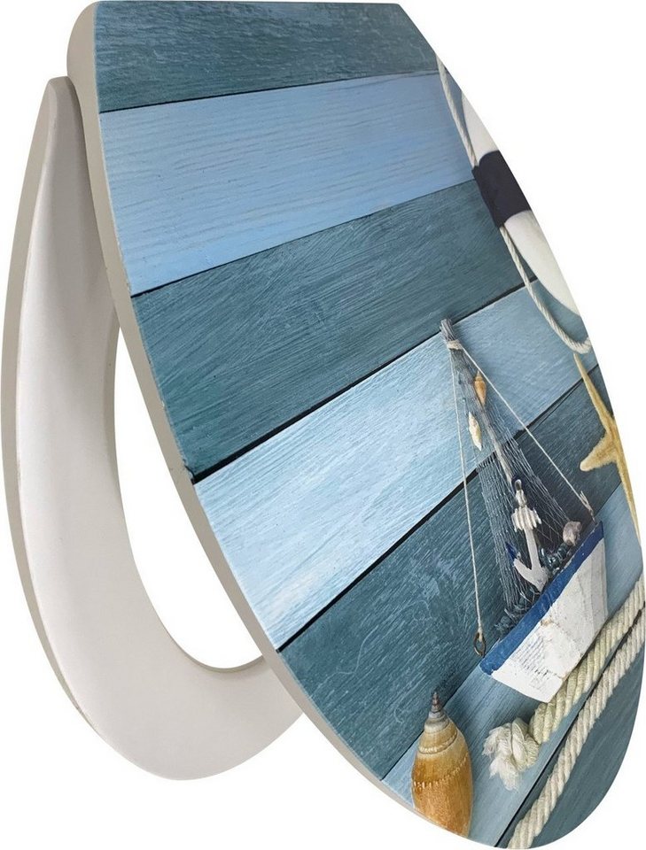 Primaster WC-Sitz Primaster WC-Sitz mit Absenkautomatik Seemann weiß, Abnehmbar Absenkautomatik Kunststoffscharniere von Primaster