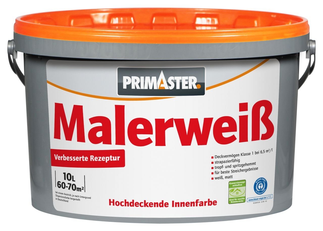 Primaster Wandfarbe Primaster Malerweiß konservierungsmittelfrei 10 L von Primaster