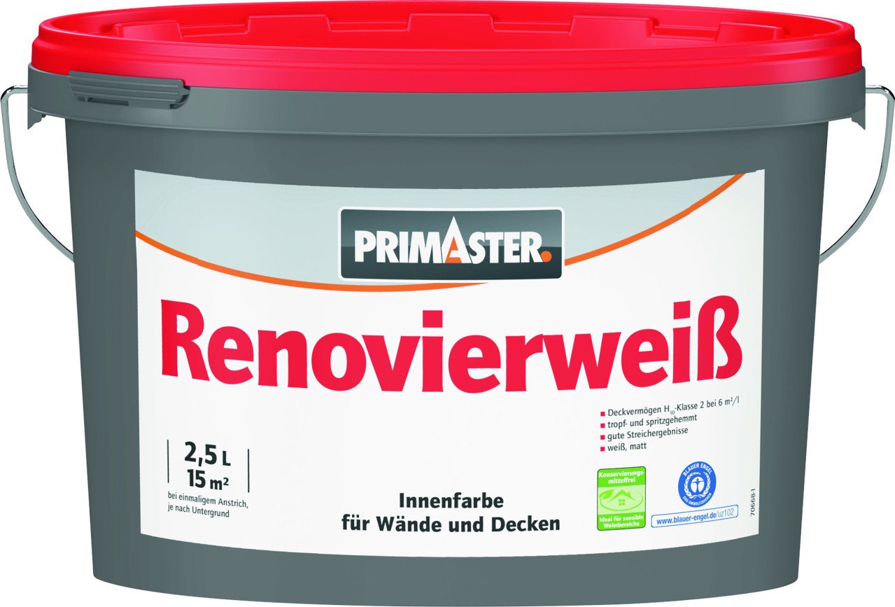 Primaster Wandfarbe Primaster Wandfarbe Renovierweiß weiß 2,5 L von Primaster