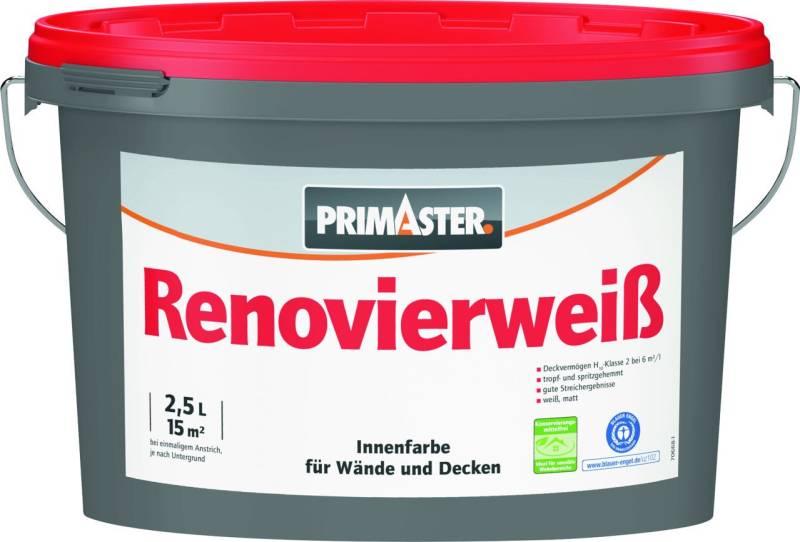 Primaster Wandfarbe Primaster Wandfarbe Renovierweiß weiß 2,5 L von Primaster