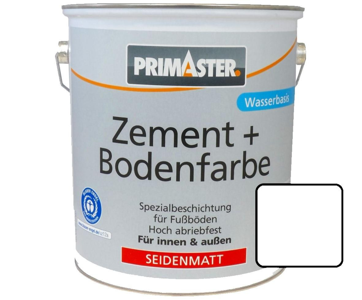 Primaster Zementfarbe und Bodenfarbe 2,5 L weiß seidenmatt von Primaster