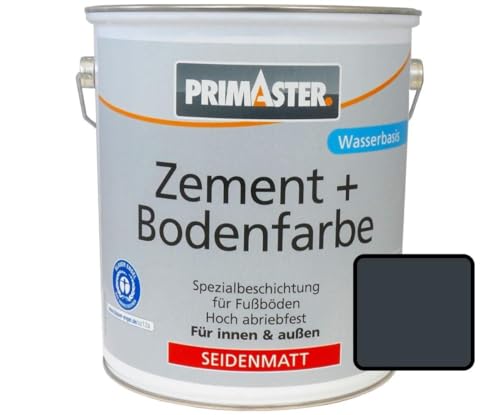 Primaster Zementfarbe und Bodenfarbe 750ml Anthrazit Seidenmatt Betonfarbe von Primaster