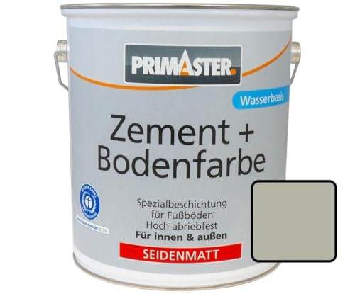 Primaster Zementfarbe und Bodenfarbe 750ml Kieselgrau Seidenmatt Betonfarbe von Primaster