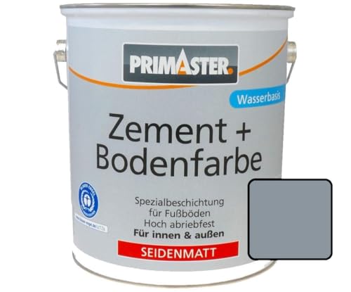 Primaster Zementfarbe und Bodenfarbe 750ml Silbergrau Seidenmatt Betonfarbe von Primaster