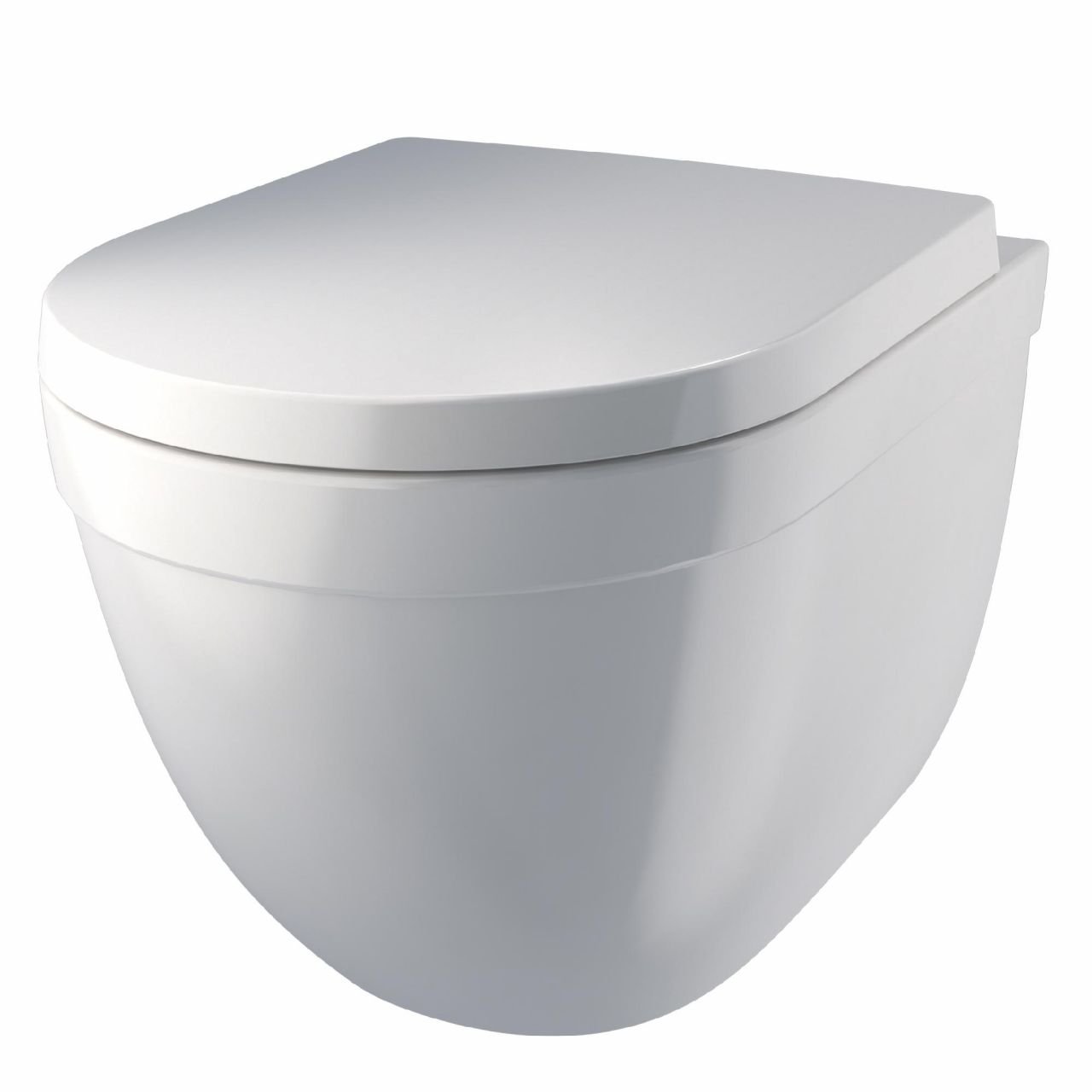 Primaster Wand WC spülrandlos Megara Tiefspüler weiß inkl. WC Sitz von Primaster