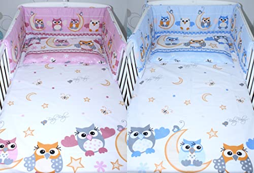 Baby Bettwäsche - Eule - Kinderbettwäsche Babybettwäsche mit Kissenbezug Baumwolle (Rosa, 100 x 135 cm) von Primawela