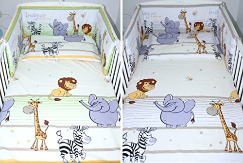 Primawela Baby Bettwäsche - Safari - Kinderbettwäsche Babybettwäsche mit Kissenbezug Baumwolle (Grün, 100 x 135 cm) von Primawela