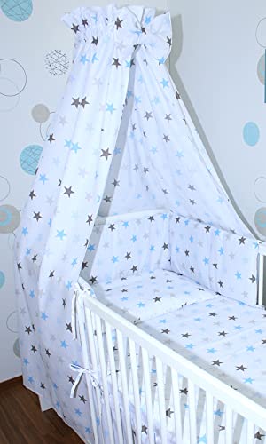 Primawela Babybett Himmel Vollstoff - Star Blau - für Baby Bett Vollstoffhimmel Baumwolle von Primawela