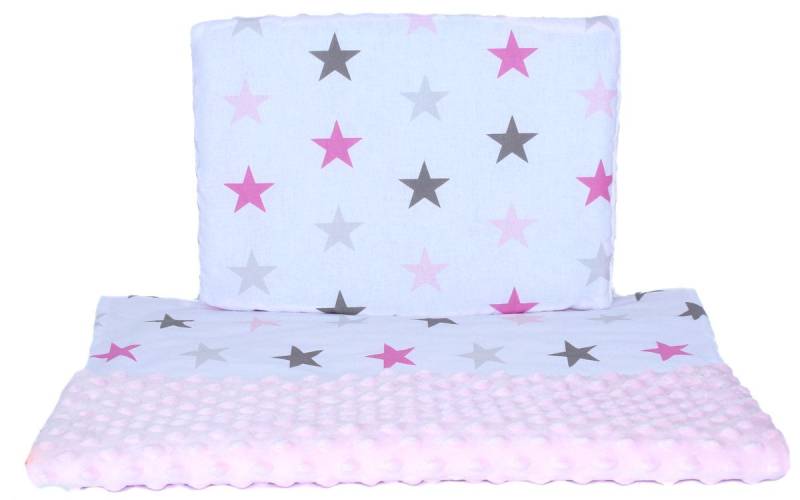Primawela Babybettdecke Minky Baby Kinderwagenset Kuscheldecke Kinder Decke Kissen Star von Primawela