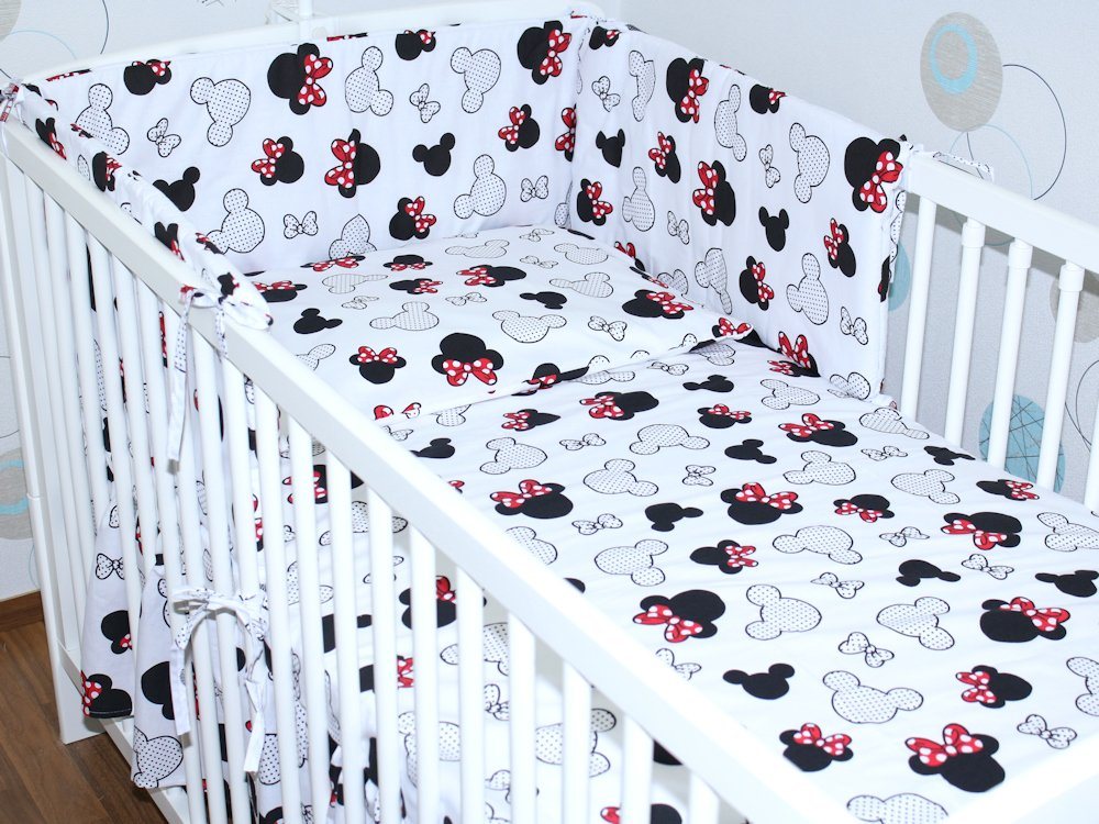 Babybettwäsche 3 teiliges Baby Bettset Bettwäsche Nestchen für Bett 70x140 cm Minnie, Primawela von Primawela