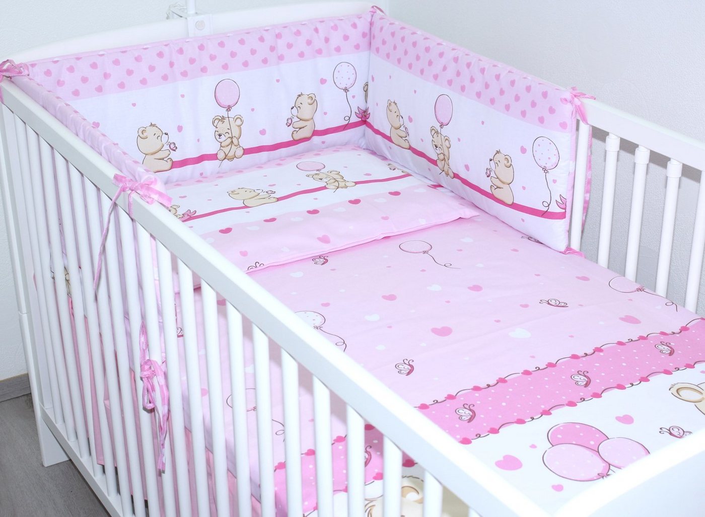 Babybettwäsche 3 teiliges Baby Bettset mit Bettwäsche und Nestchen für Bett 70x140 cm, Primawela von Primawela