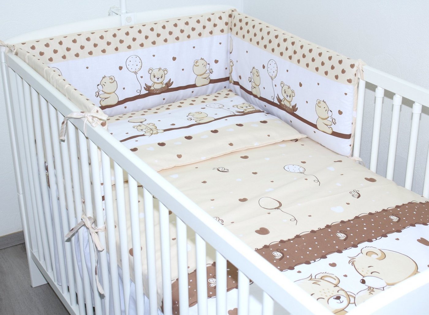 Babybettwäsche 3 teiliges Baby Bettset mit Bettwäsche und Nestchen für Bett 70x140 cm, Primawela von Primawela