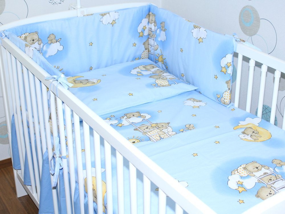 Babybettwäsche 3 teiliges Baby Bettset mit Bettwäsche und Nestchen für Bett 70x140 cm, Primawela von Primawela