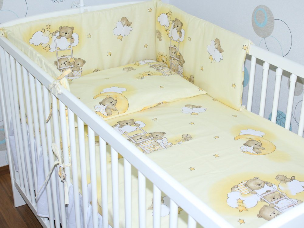 Babybettwäsche 3 teiliges Baby Bettset mit Bettwäsche und Nestchen für Bett 70x140 cm, Primawela von Primawela
