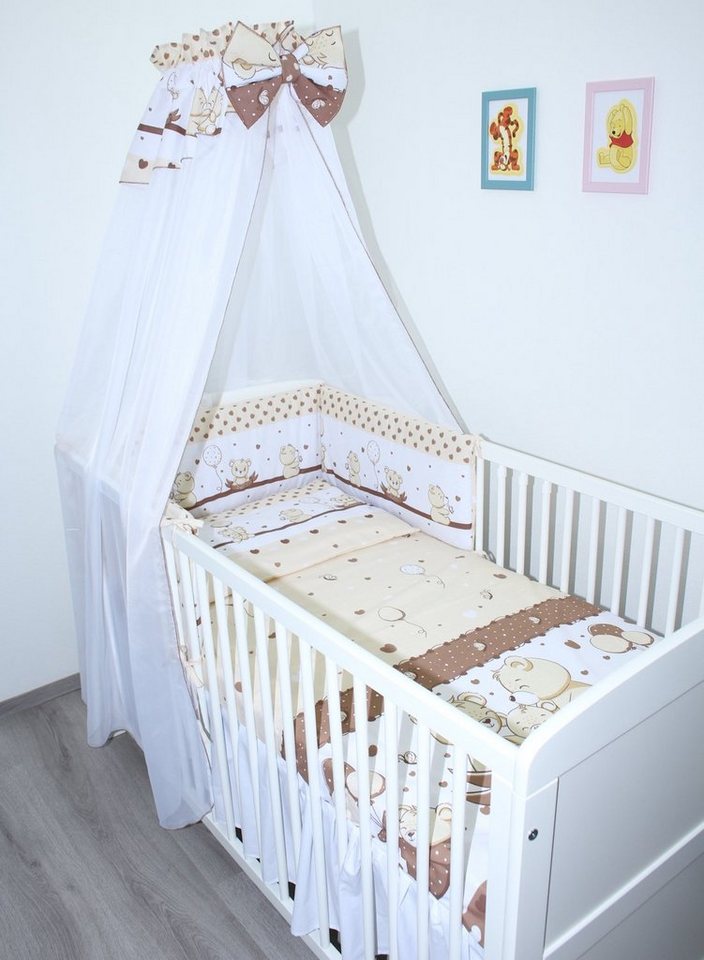 Babybettwäsche Baby Bettset - 6 teiliges Set mit Chiffon Himmel Bettwäsche Nestchen, Primawela von Primawela