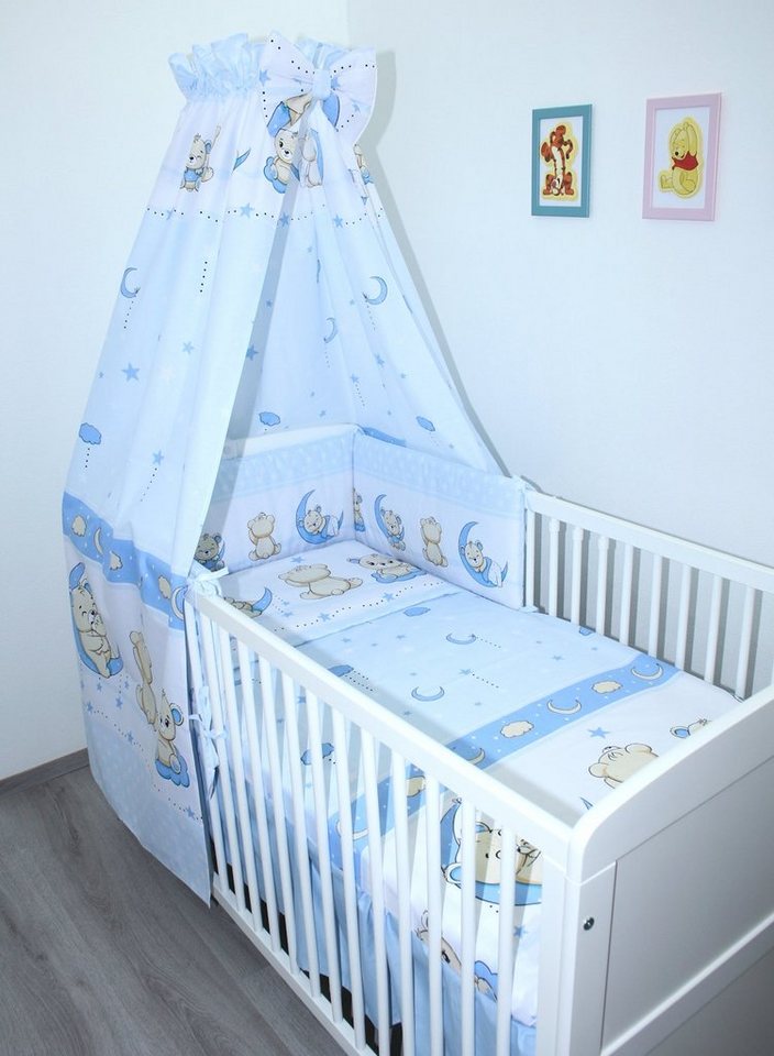 Babybettwäsche Baby Bettset- 6 teiliges Set mit Vollstoff Himmel Bettwäsche Nestchen, Primawela von Primawela