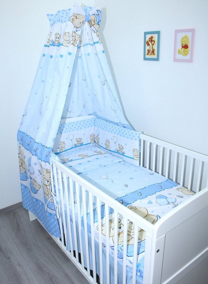 Babybettwäsche Baby Bettset- 6 teiliges Set mit Vollstoff Himmel Bettwäsche Nestchen, Primawela von Primawela