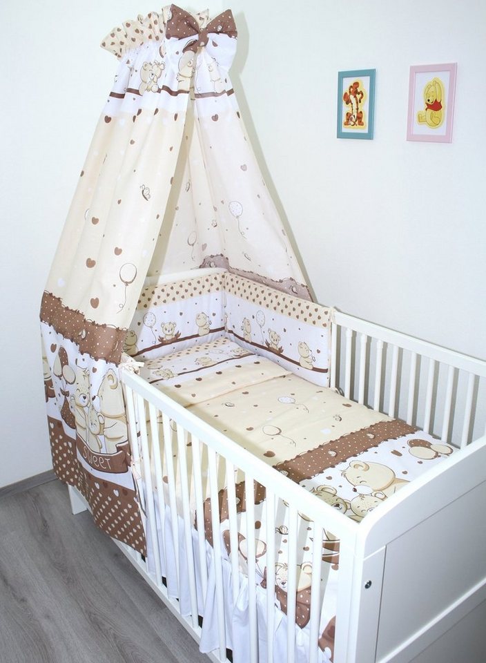 Babybettwäsche Baby Bettset- 6 teiliges Set mit Vollstoff Himmel Bettwäsche Nestchen, Primawela von Primawela