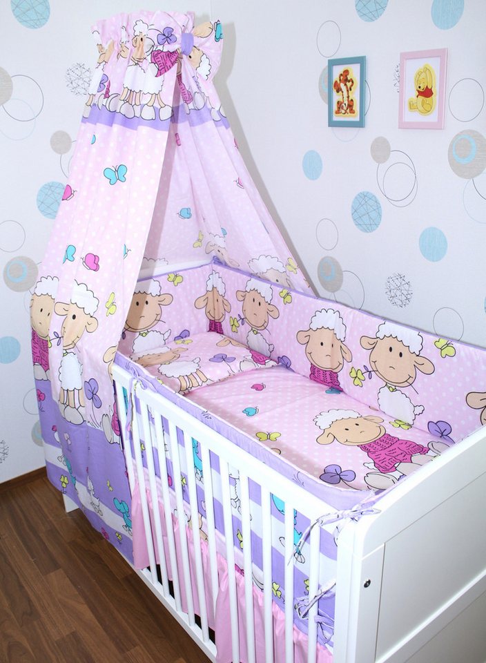 Babybettwäsche Baby Bettset- 6 teiliges mit 420 Nestchen Vollstoff Himmel Bettwäsche, Primawela von Primawela