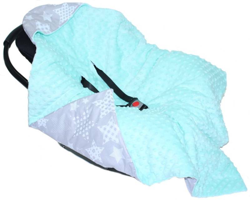 Babydecke Baby Wende Einschlagdecke MINKY mit Kapuze Babyschale Zweiseitig, Primawela von Primawela