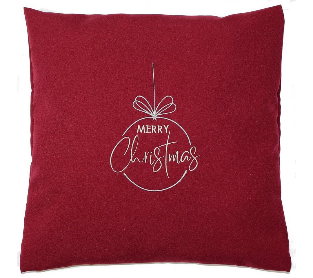 Kissenbezug Weihnachten Bezug mit Stickerei minimalistisch Christmas - Kugel, Primawela von Primawela