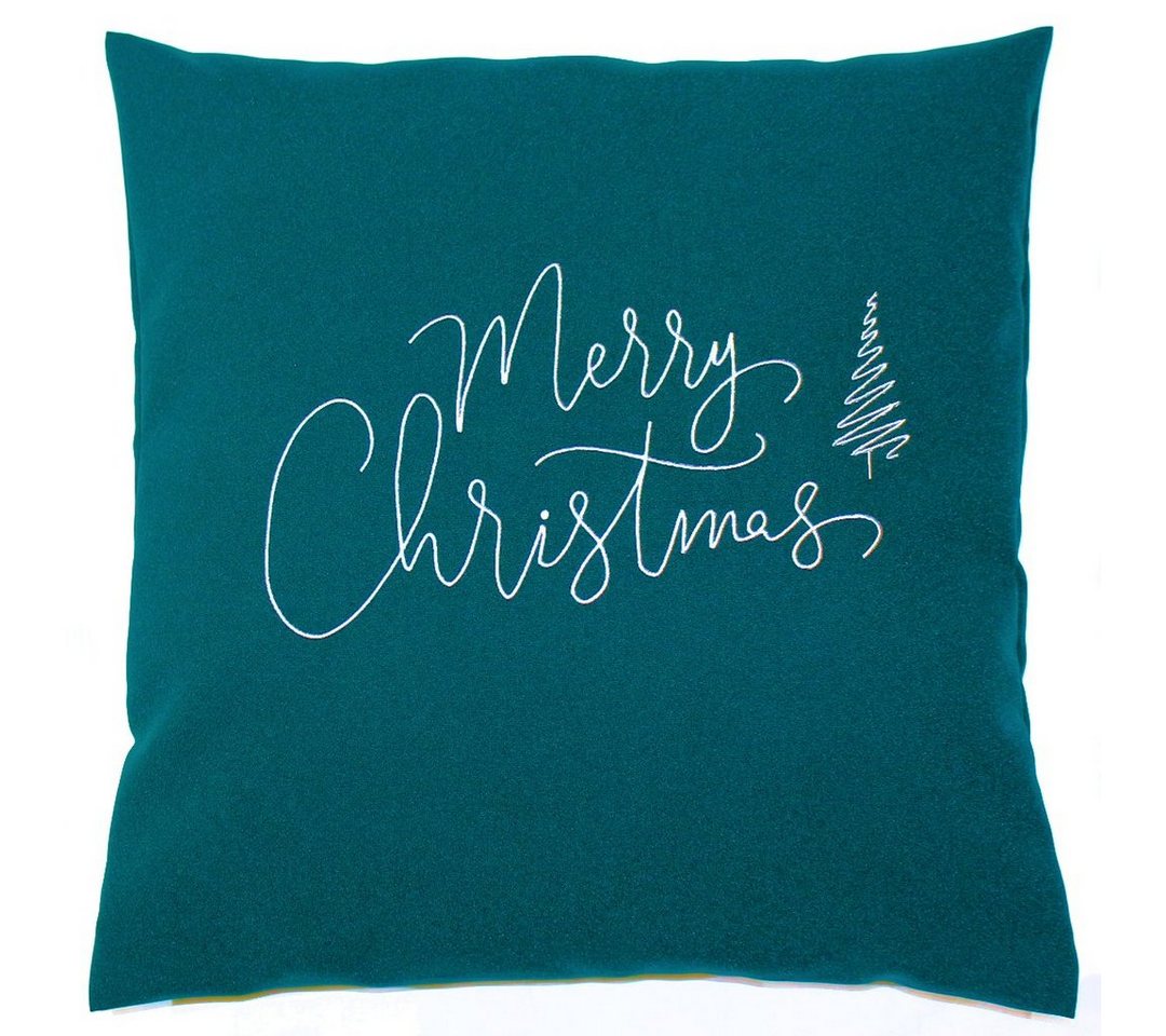 Kissenbezug Weihnachten bestickt minimalistisch Christmas-Merry Christmas, Primawela von Primawela