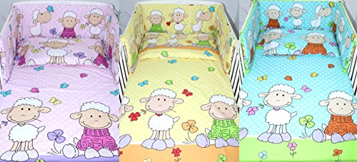 Primawela Baby Bettwäsche - Schäfchen- Kinderbettwäsche Babybettwäsche mit Kissenbezug Baumwolle (Gelb, 100 x 135 cm) von Primawela