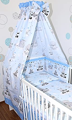 Primawela Babybett Himmel Vollstoff - Zoo Blau - für Baby Bett Vollstoffhimmel Baumwolle von Primawela