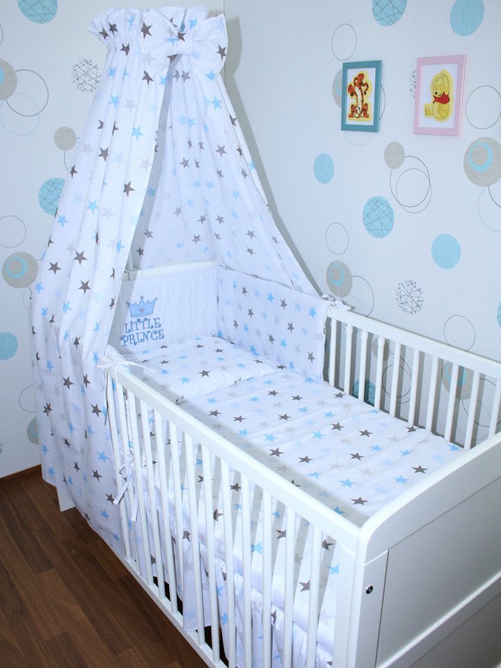 Primawela Babybettwäsche Baby Bettset -5-6 teiliges Set mit Vollstoff Himmel Nestchen- PRINCE, 6 teilig Primawela Babybettwäsche Baby Bettset -5-6 teiliges Set mit Vollstoff Himmel Nestchen- PRINCE, 6 teilig von Primawela