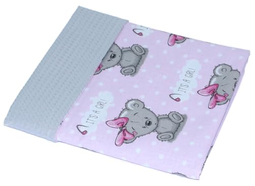 Primawela Babydecke Babydecke Waffelpiqué Baumwolle Kuscheldecke Kinderwagendecke - Girl Boy (Girl ROSA + Grau) von Primawela