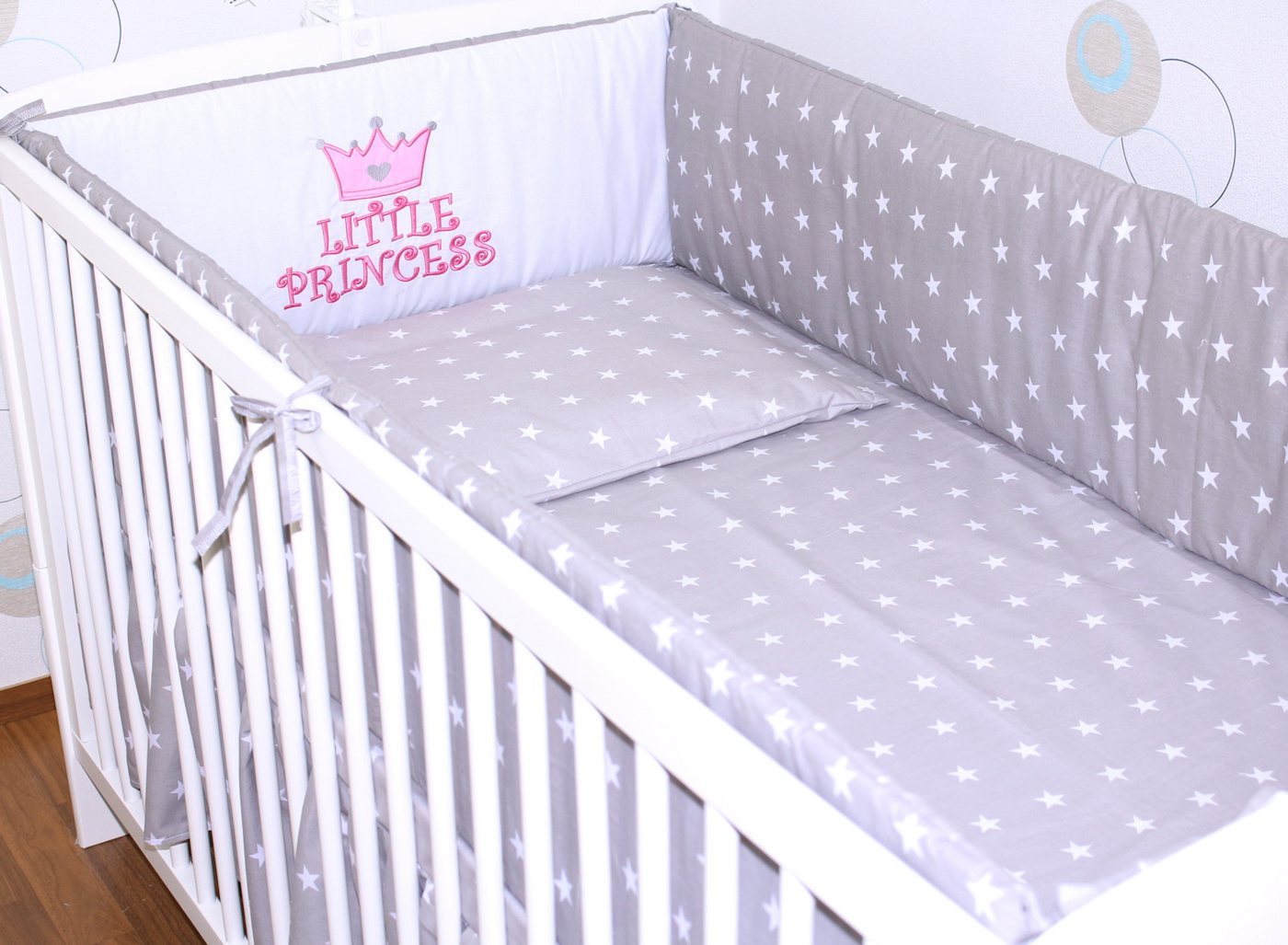 Primawela Bettnestchen Nestchen Applikation 360 cm Bettumrandung Baby Bett Kinder Kopfschutz von Primawela
