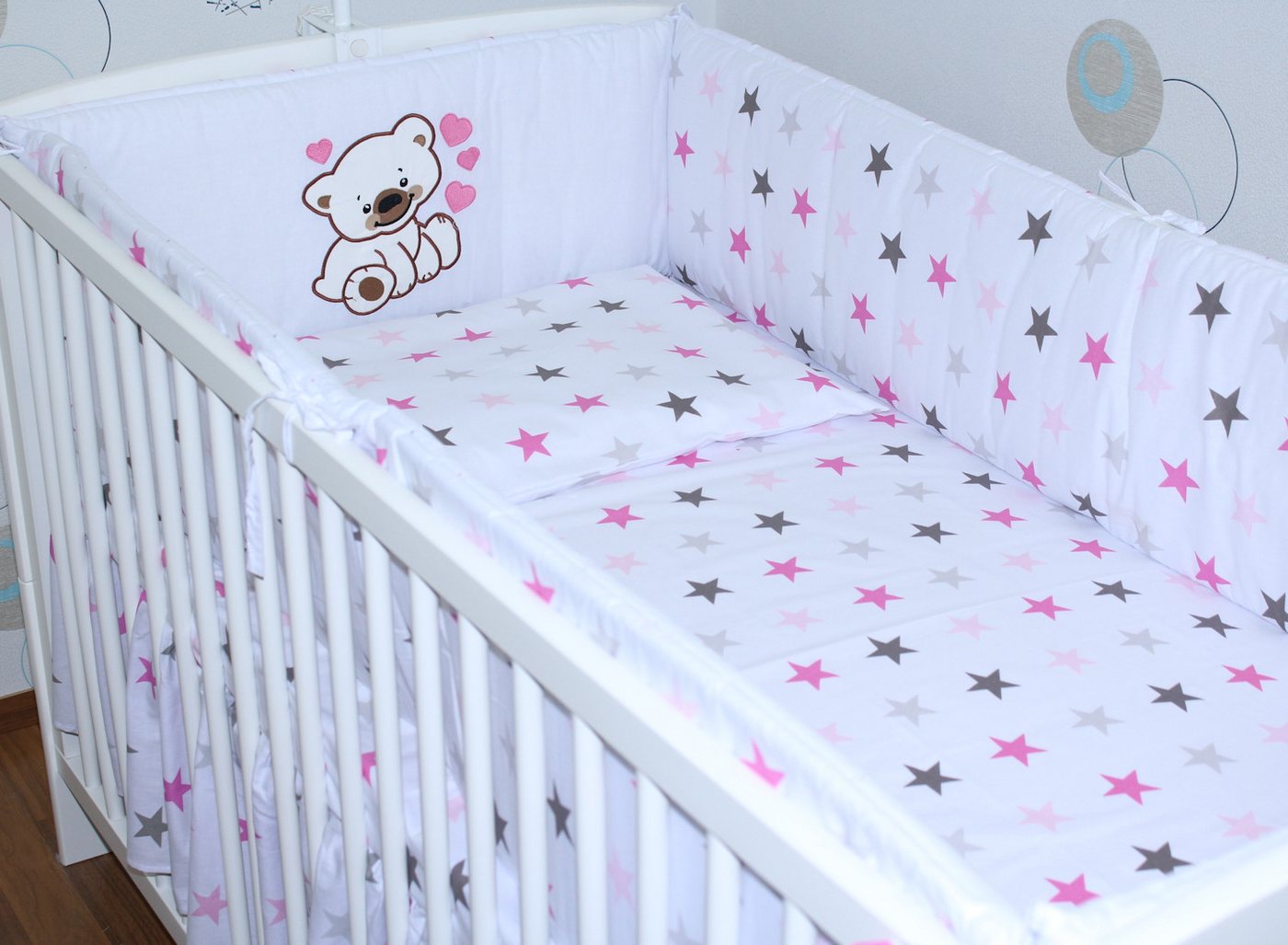 Primawela Bettnestchen Nestchen Applikation 420 cm Bettumrandung Baby Bett Kinder Kopfschutz von Primawela