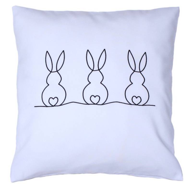 Primawela Kissenbezug bestickt minimalistisch Kissenhülle Bezug Osterkissen - 3 Hase-Herz Primawela Kissenbezug bestickt minimalistisch Kissenhülle Bezug Osterkissen - 3 Hase-Herz von Primawela
