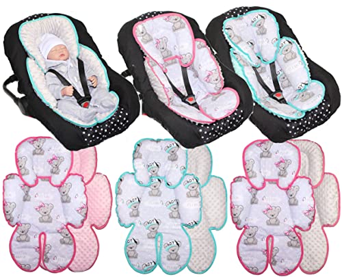 Primawela Sitzverkleinerer Minky - Baumwolle Baby Auto Kindersitz Babyschale Einlage Einsatz (Girl + Rosa) von Primawela