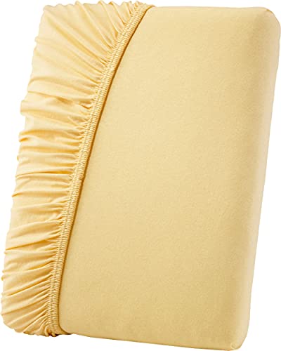 Primbausch Spann-Bettlaken/Betttuch aus feinster Baumwolle, Öko-Tex Standard 100 (Größen: 90 x 190 cm - 100 x 200 cm, Farbe: Gelb/Hellgelb) von Primbausch