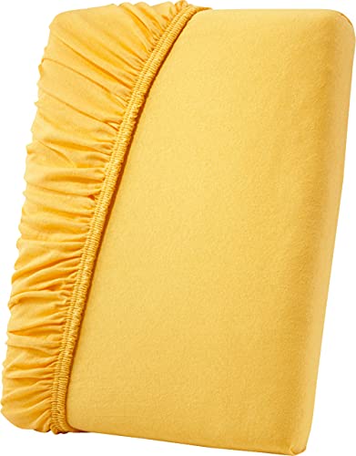 Primbausch Spann-Bettlaken/Betttuch aus feinster Baumwolle, Öko-Tex Standard 100 (Größen: 90 x 190 cm - 100 x 200 cm, Farbe: Dunkelgelb/Mokka) von Primbausch