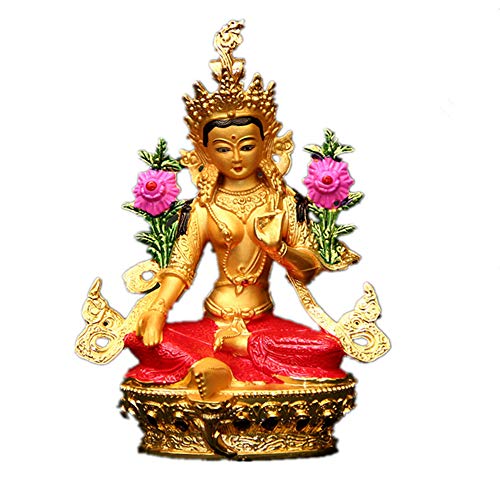 Prime Fengshui Tara-Statue, indische Buddhistische Skulptur, bemalt, Legierung, Grün von Prime Fengshui