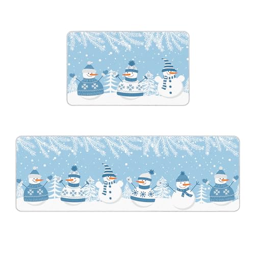 Rutschfeste Küchenmatte, Läufer, Teppich-Set, Fußmatte, Weihnachtsbaum, Winter, Schneeflocke, Schneemann, Blätter, blaue Fußmatten, Gummi-Rückseite, Teppich für den Innenbereich, Bodenmatte (50 x 80 Rutschfeste Küchenmatte, Läufer, Teppich-Set, Fußmatte, Weihnachtsbaum, Winter, Schneeflocke, Schneemann, Blätter, blaue Fußmatten, Gummi-Rückseite, Teppich für den Innenbereich, Bodenmatte (50 x 80 von Prime Leader