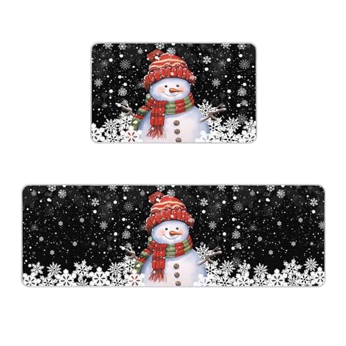 Rutschfeste Küchenmatte, Läufer, Teppich-Set, Fußmatte, Weihnachtsschneemann mit Kappe, Weihnachtsbaum, Schneeflocke, schwarze Fußmatten, Gummi-Rückseite, Teppich für den Innenbereich, Bodenmatte (40 Rutschfeste Küchenmatte, Läufer, Teppich-Set, Fußmatte, Weihnachtsschneemann mit Kappe, Weihnachtsbaum, Schneeflocke, schwarze Fußmatten, Gummi-Rückseite, Teppich für den Innenbereich, Bodenmatte (40 von Prime Leader