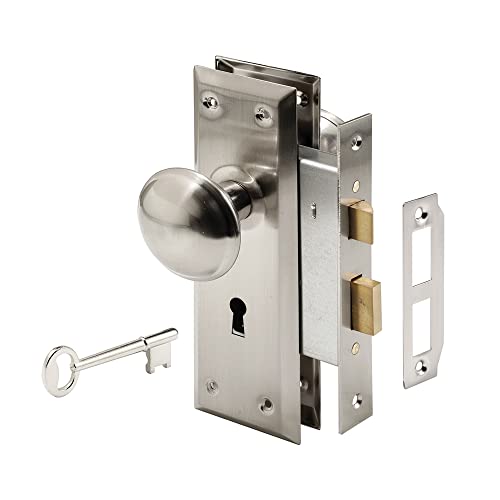 PRIME-LINE Defender Security E 2330 Einsteckschloss-Set mit Satin-Nickel-Knauf, passend für 3,5 cm - 4,5 cm Innentüren, satiniertes Nickel, Einzelpackung von Prime-Line