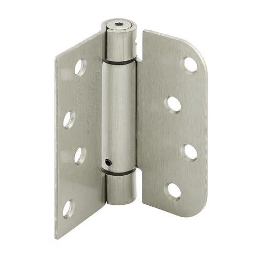 Prime-Line U 1159353 Türscharnier, kommerzielles UL, verstellbar, selbstschließend, Federscharnier, 10,2 x 10,2 cm. Mit einseitigem Quadrat und 5/8 Zoll Radius-Ecken, 4 Löcher pro Blatt und Schrauben, von Prime-Line