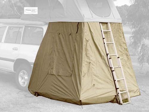 Prime Tech | Vorzelt für Autodachzelt Wasteland | 140x120x200 cm | Zelt-Erweiterung in Beige | Schneller Aufbau | Wetter- & Sichtschutz | Zusätzlicher Raum unter Dachzelt | Camping-Zubehör von Prime Tech