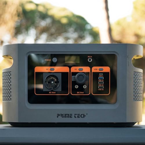 Prime Tech tragbare Powerstation Solargenerator Stromversorgung Stromgenerator 1008Wh 1200W für Garten Reise Camping Wohnmobil Outdoor Notfall 1200W von Prime Tech