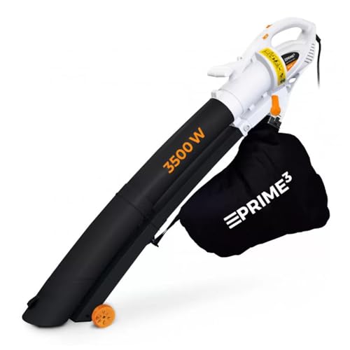 Prime3 GVB41 3 in 1 Bläser, Sauger, Häcksler, Laubsauger Gebläse und Laubhäcksler, Maximale Leistung: 3500 W, Leistungsregelung: 6-stufig Beutelkapazität: 45 l von Prime3