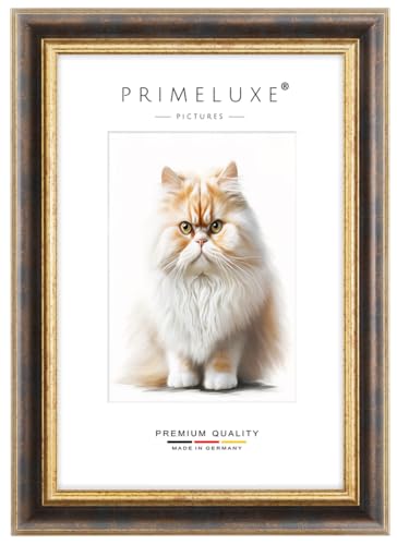 PrimeLuxe Barock Bilderrahmen nach Maß 50 x 70 cm in Blau Gold | Größe wählbar | mit entspiegeltem Acrylglas | Rahmen für Poster | Puzzle | Foto collage von PrimeLuxe