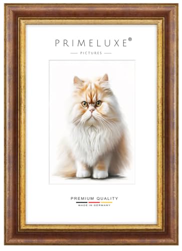 PrimeLuxe Barock Bilderrahmen nach Maß 55 x 75 cm in Rot Gold | Größe wählbar | mit entspiegeltem Acrylglas | Rahmen für Poster | Puzzle | Foto collage von PrimeLuxe