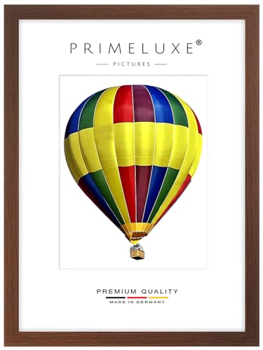 PrimeLuxe Holz Bilderrahmen 28 x 36 cm (Bildmaß) in Wenge Braun | Farbe und Größe wählbar | Rahmen für Poster | Puzzle | Foto collage | MADE IN GERMANY von PrimeLuxe