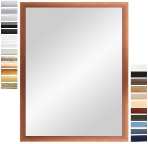 PrimeLuxe Wandspiegel 24 x 33 cm (Außenmaß) in Kupfer Braun | Farbe und Größe wählbar | Ganzkörperspiegel | Bad & Flur Spiegel | mit Holz Rahmen | Made IN Germany von PrimeLuxe