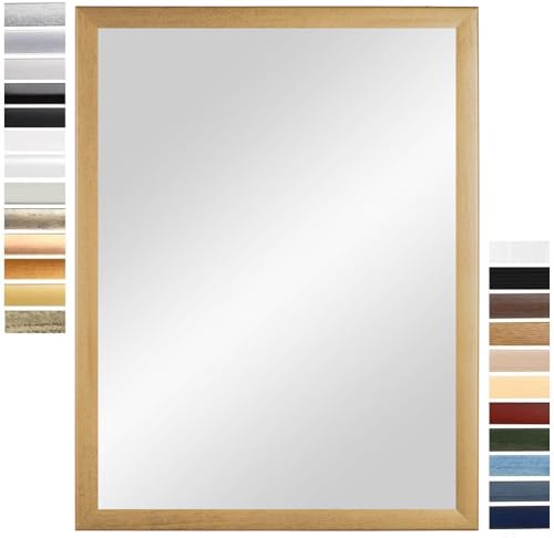 PrimeLuxe Wandspiegel 25 x 32 cm (Außenmaß) in Gold-gewischt | Farbe und Größe wählbar | Ganzkörperspiegel | Bad & Flur Spiegel | mit Holz Rahmen | Made IN Germany von PrimeLuxe